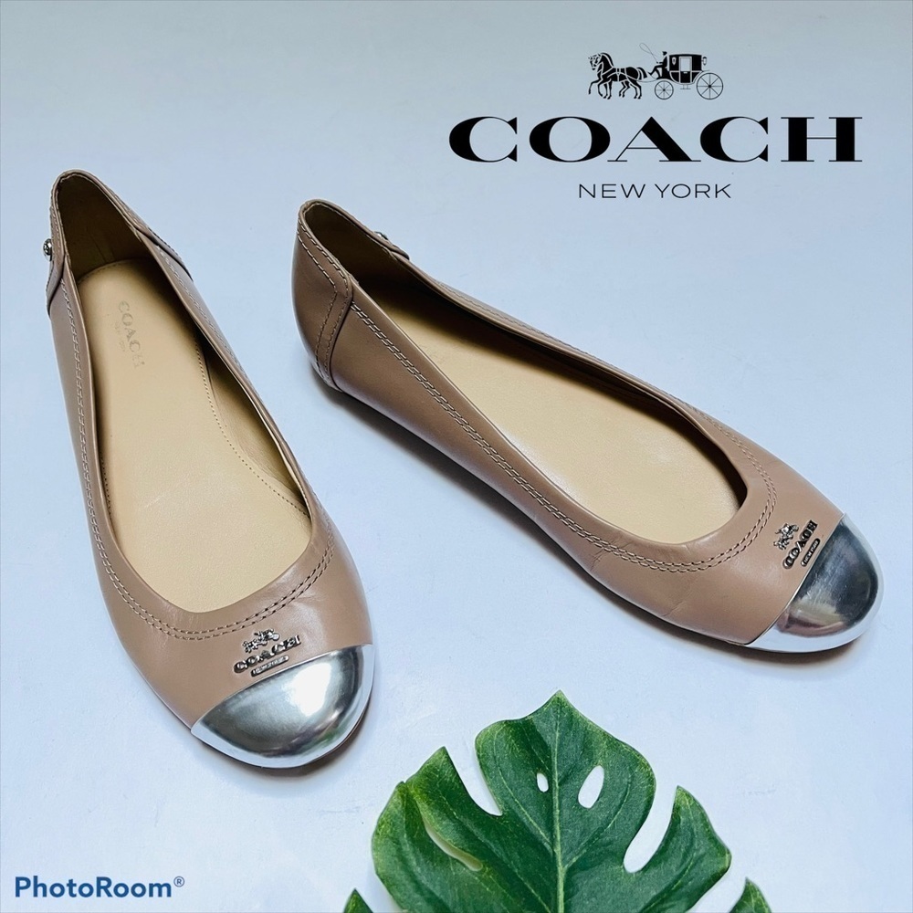 COACH Nude Chelsea Two Toned Cap-toe Ballet Flats